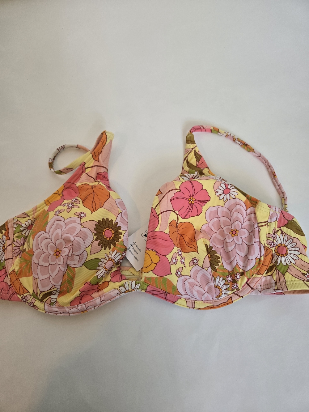 NEW Floral Pink & Orange Bikini Set - Women's Top Size Medium & Bottoms Size S - Picture 6 of 15